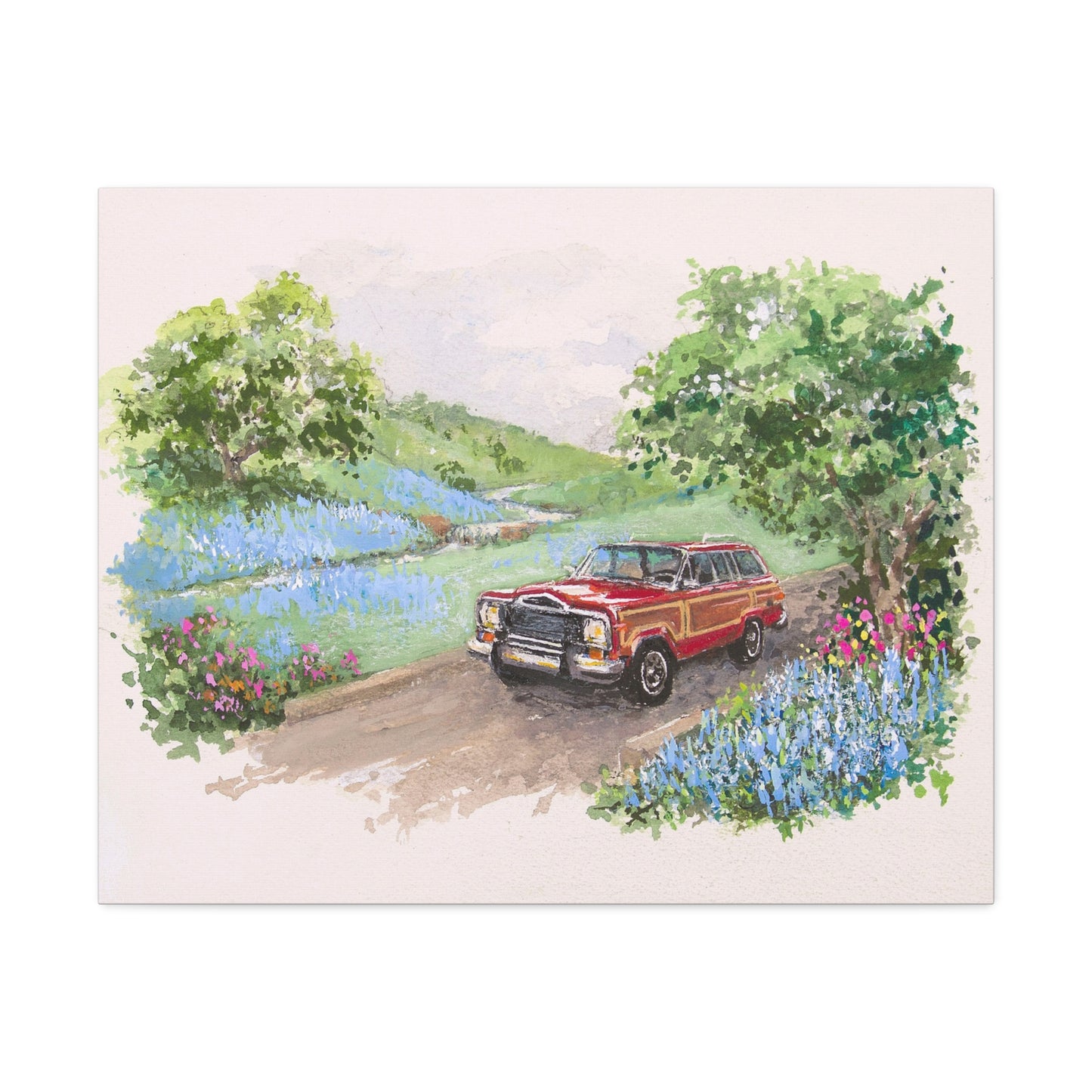 Red Wagoneer Stretched Canvas Art