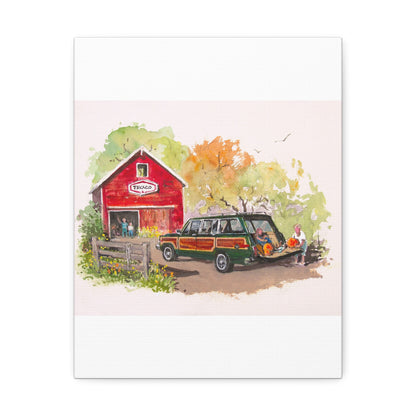 Fall Harvest Wagoneer Stretched Canvas Art