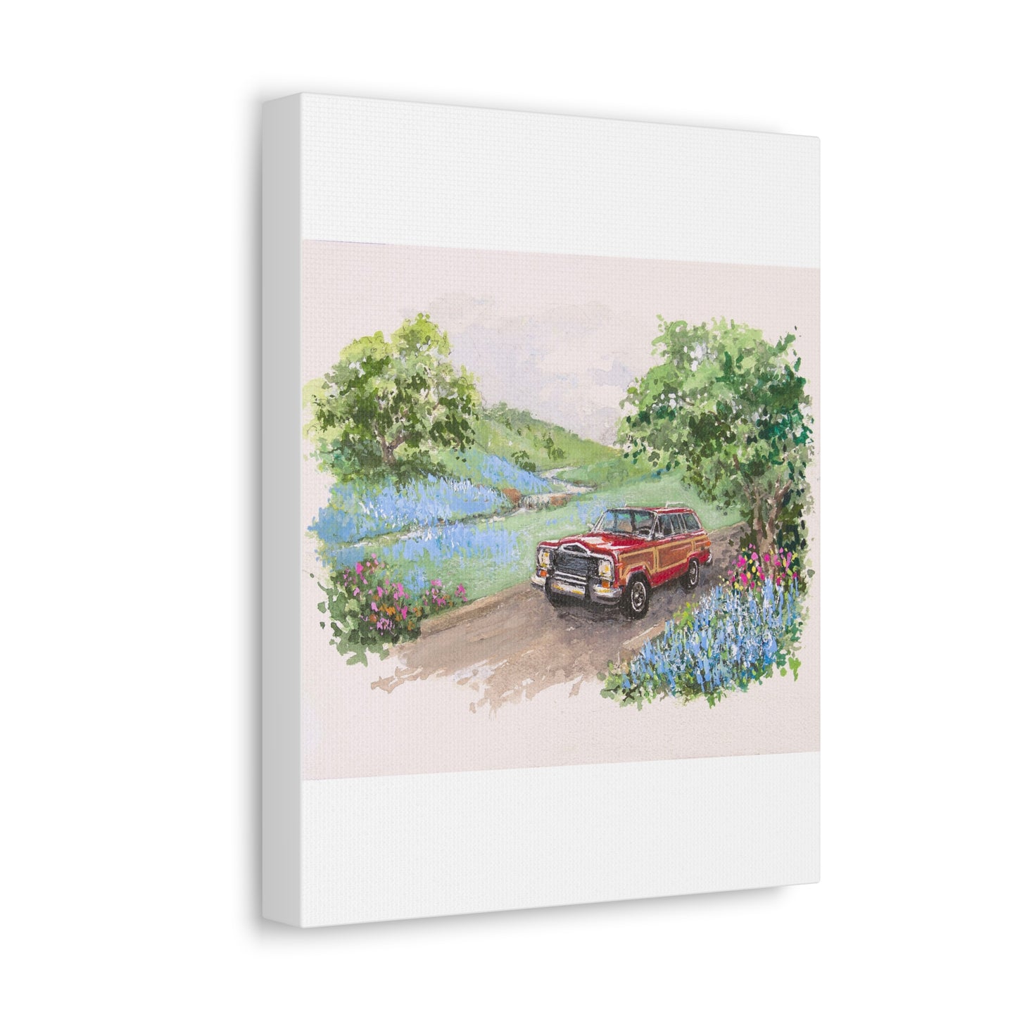 Red Wagoneer Stretched Canvas Art