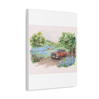 Red Wagoneer Stretched Canvas Art