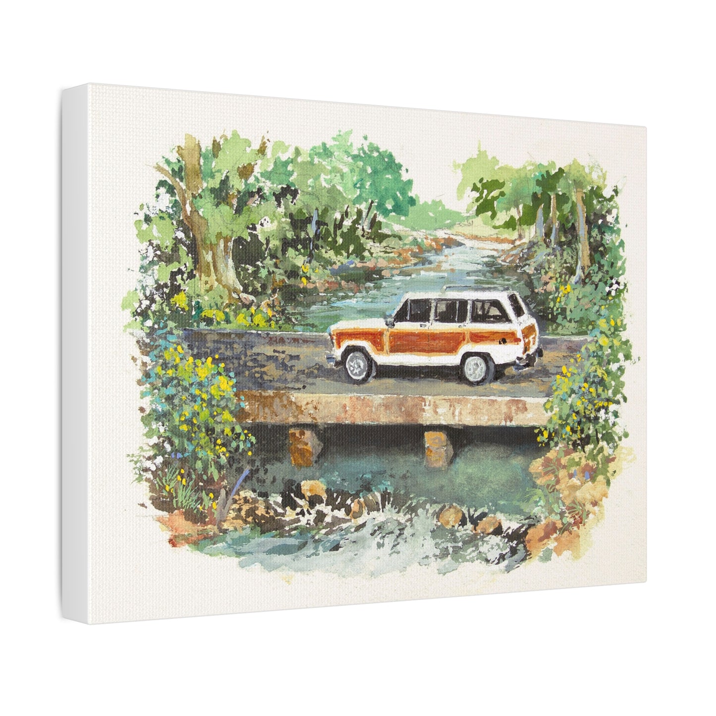 White Wagoneer Stretched Canvas Art