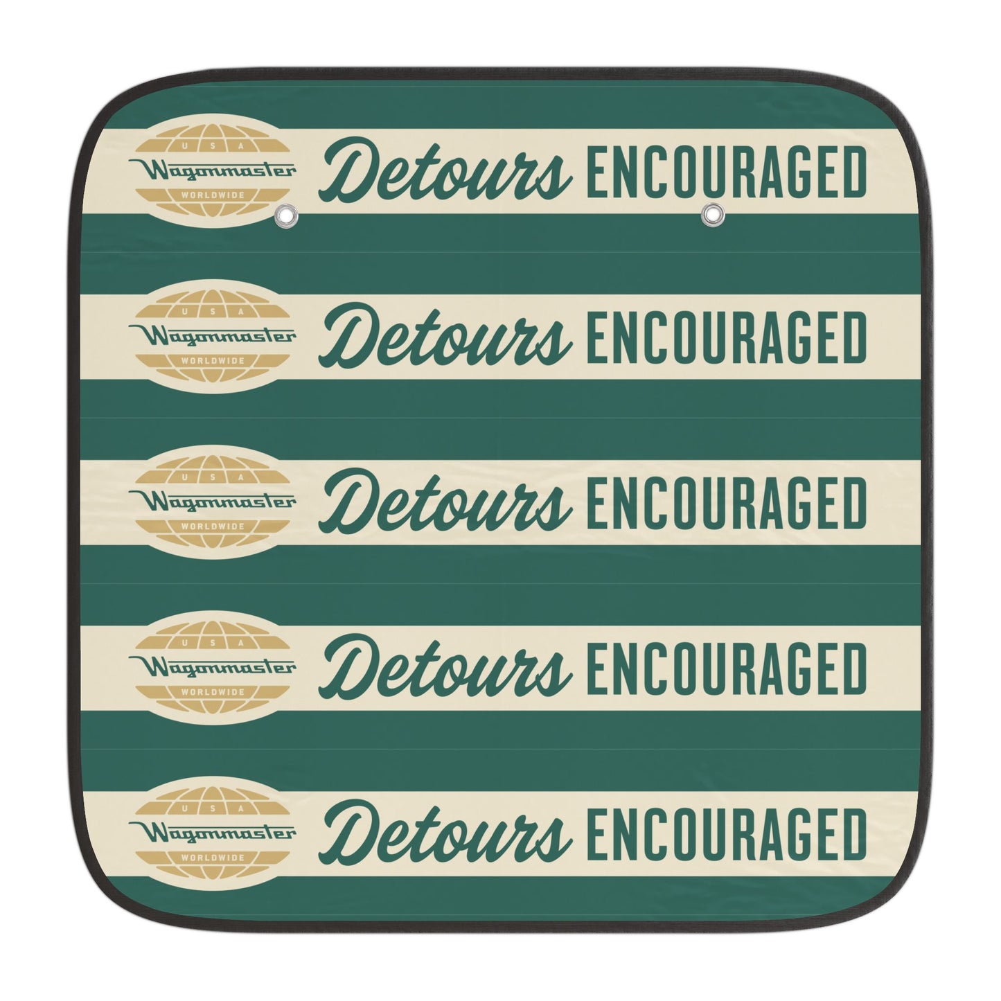 Detours Encouraged Car Sun Shade — Retro Roadtrip Windjammer Design