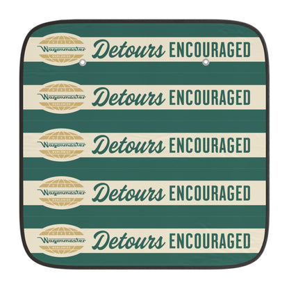Detours Encouraged Car Sun Shade — Retro Roadtrip Windjammer Design