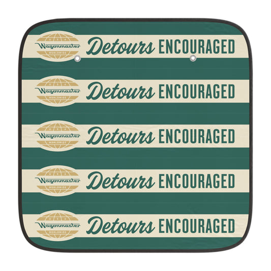 Detours Encouraged Car Sun Shade — Retro Roadtrip Windjammer Design