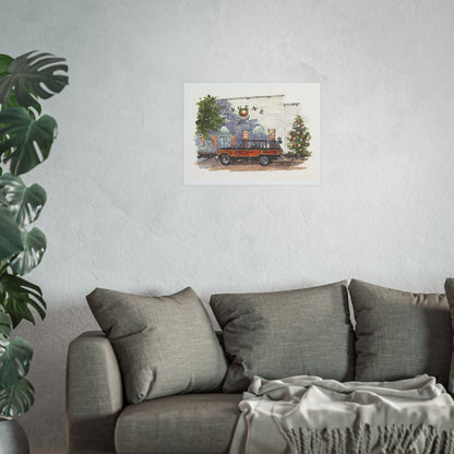 Christmas at Gruene Halle Wagoneer Poster - Multiple Sizes Available