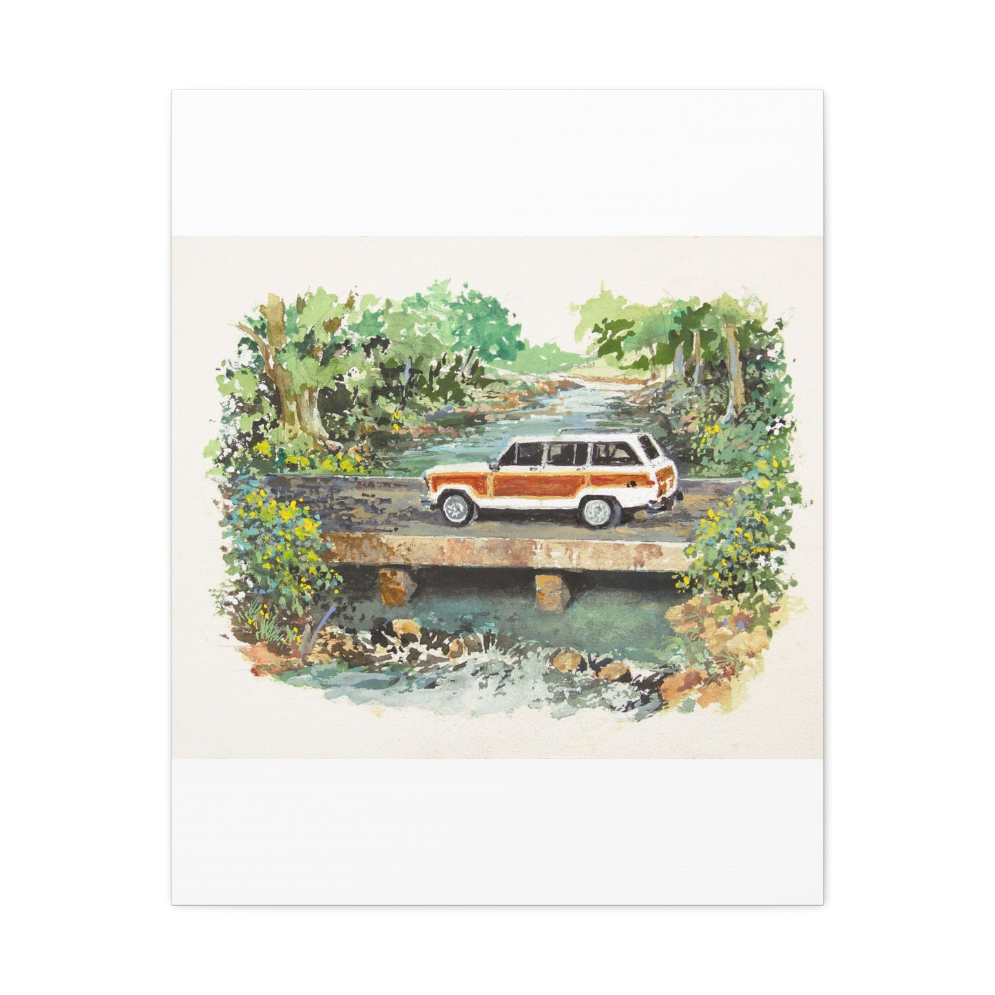 White Wagoneer Stretched Canvas Art