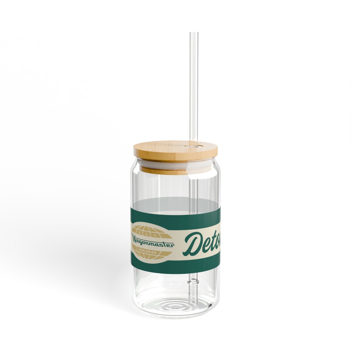 16oz Glass Sipper with Bamboo Lid — 'Detours Encouraged' Travel-Ready Straw Tumbler - Green