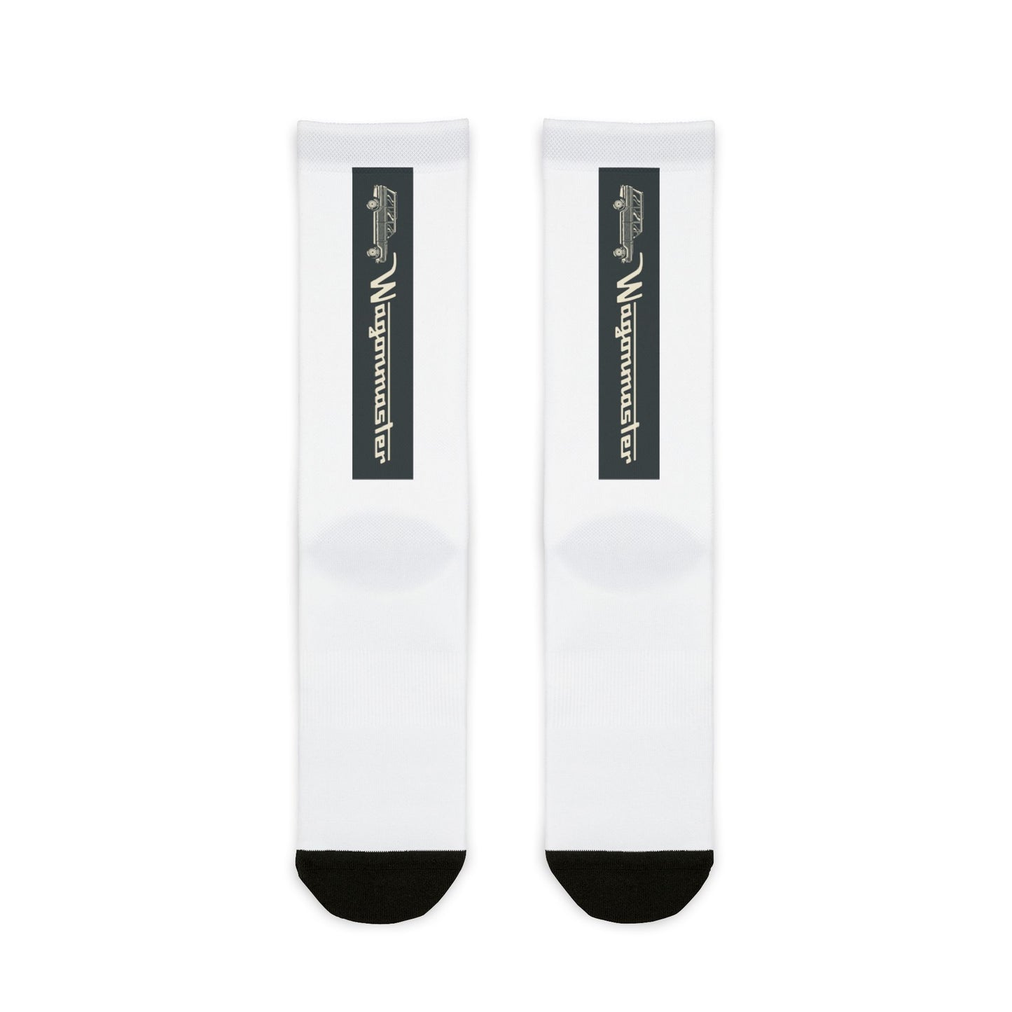 Wagonmaster Crew Socks - Vertical Charcoal Logo