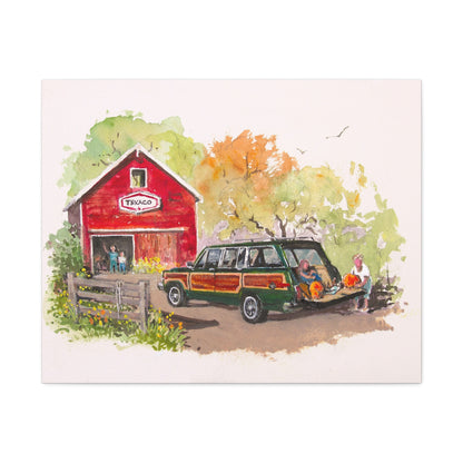Fall Harvest Wagoneer Stretched Canvas Art
