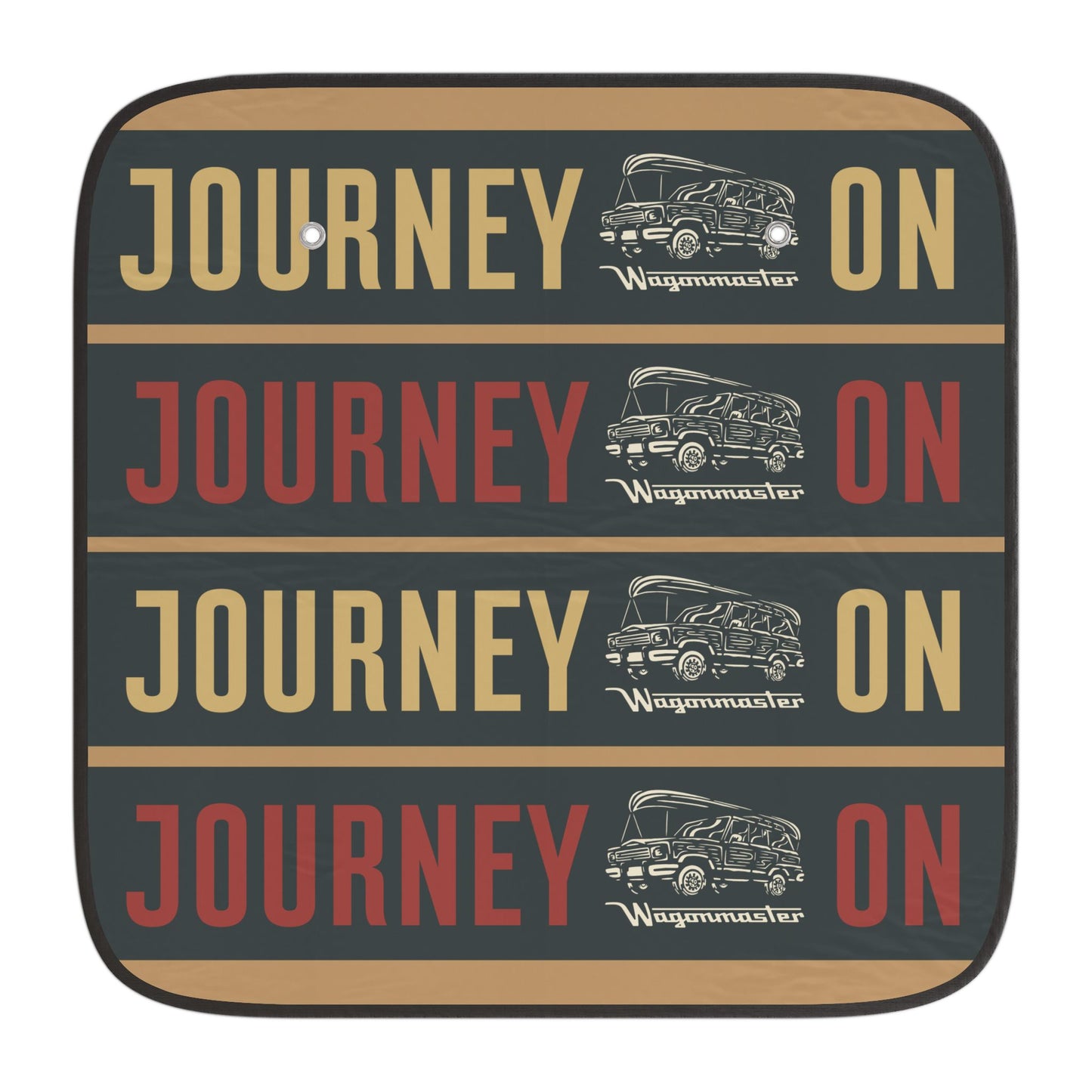 Journey On Car Sun Shade — Retro Roadtrip Windjammer Design