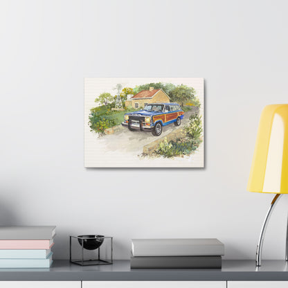 Blue Wagoneer Stretched Canvas Art