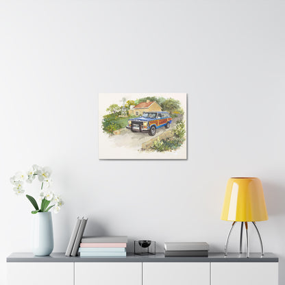 Blue Wagoneer Stretched Canvas Art