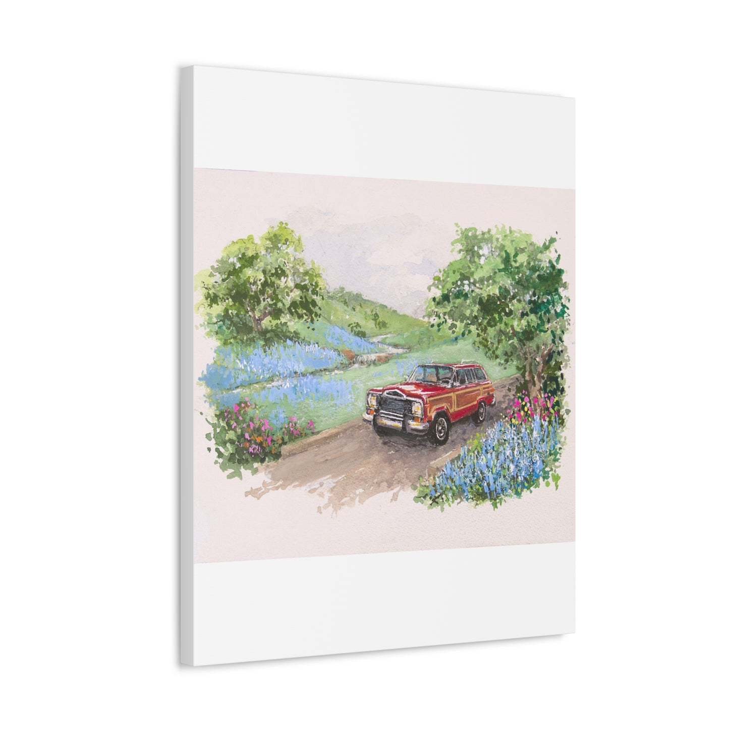 Red Wagoneer Stretched Canvas Art