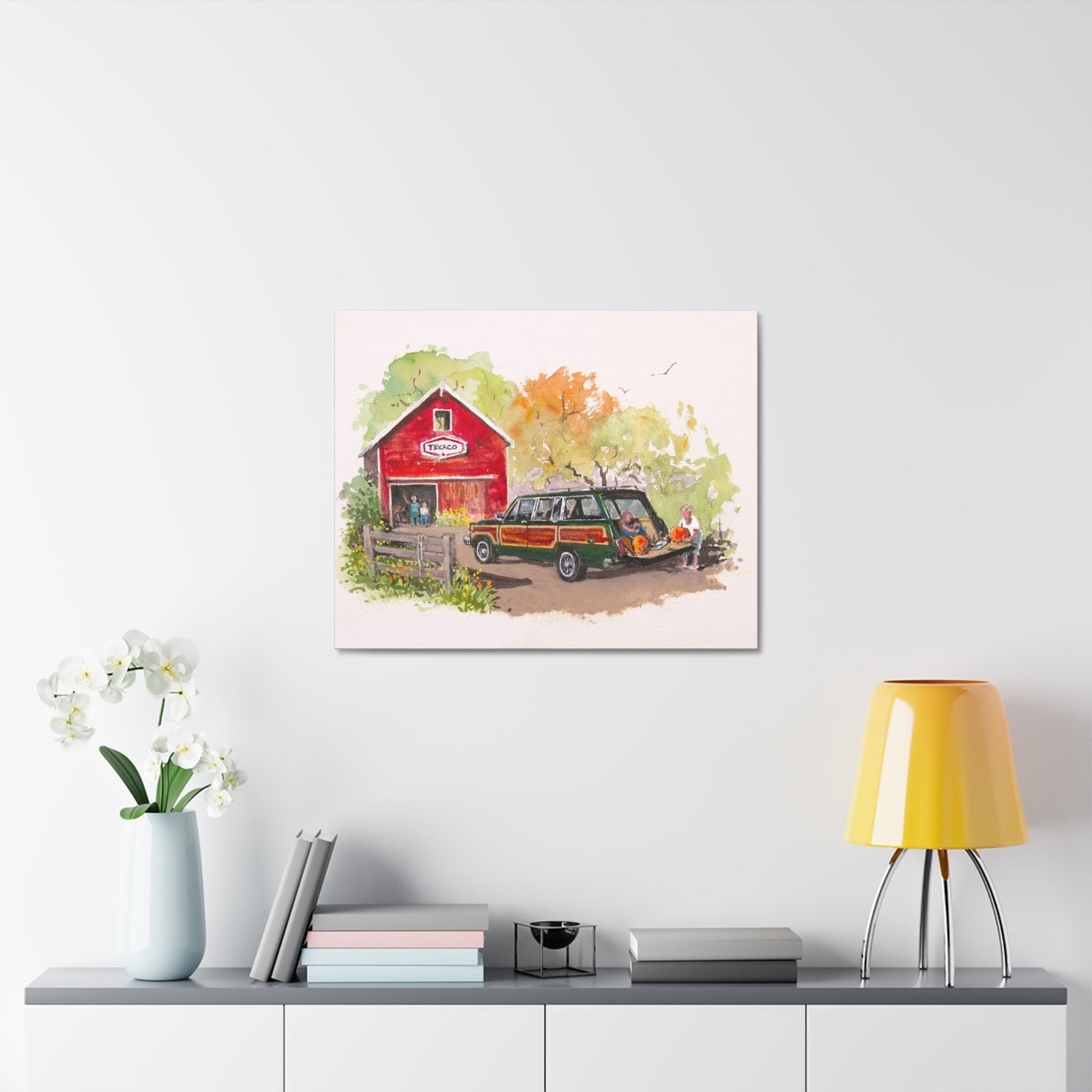 Fall Harvest Wagoneer Stretched Canvas Art