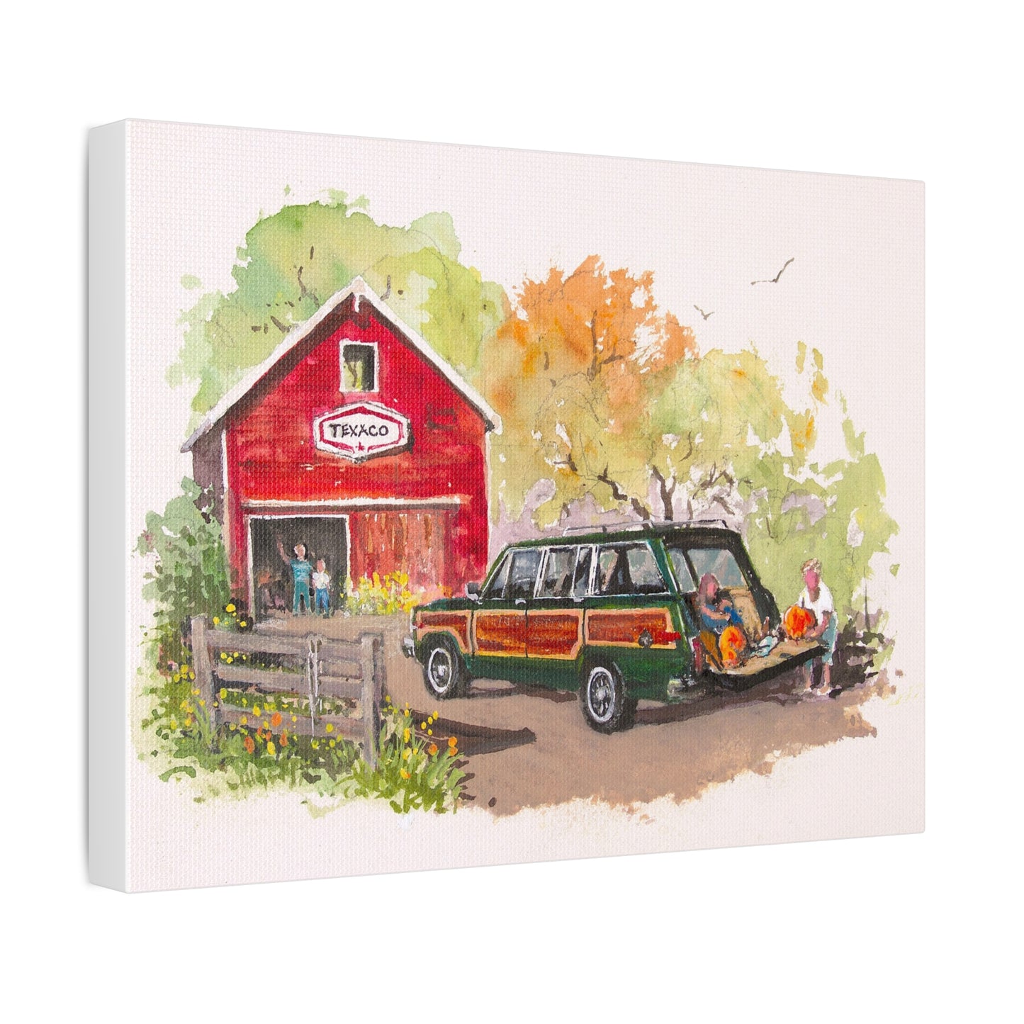 Fall Harvest Wagoneer Stretched Canvas Art