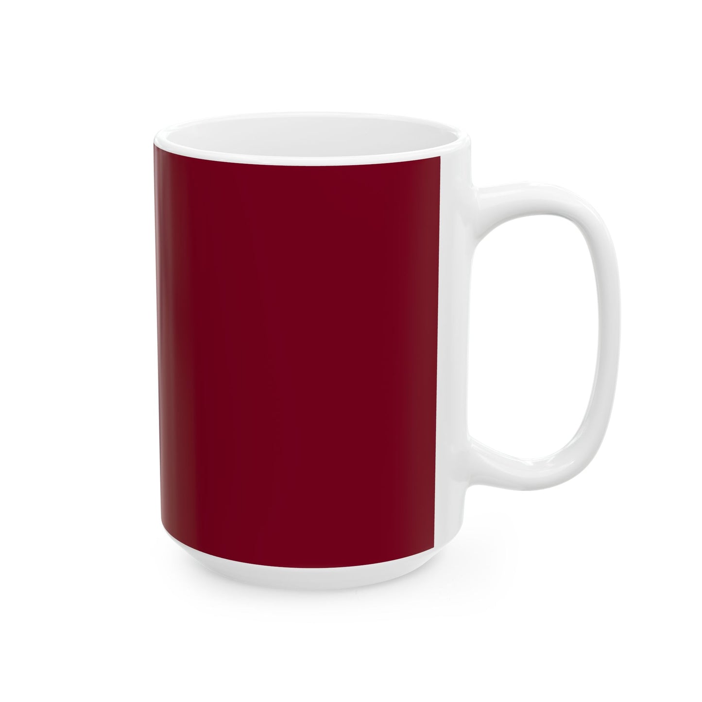 Ceramic Mug — Retro Coffee Cup (11oz/15oz) - Burgundy with Tan
