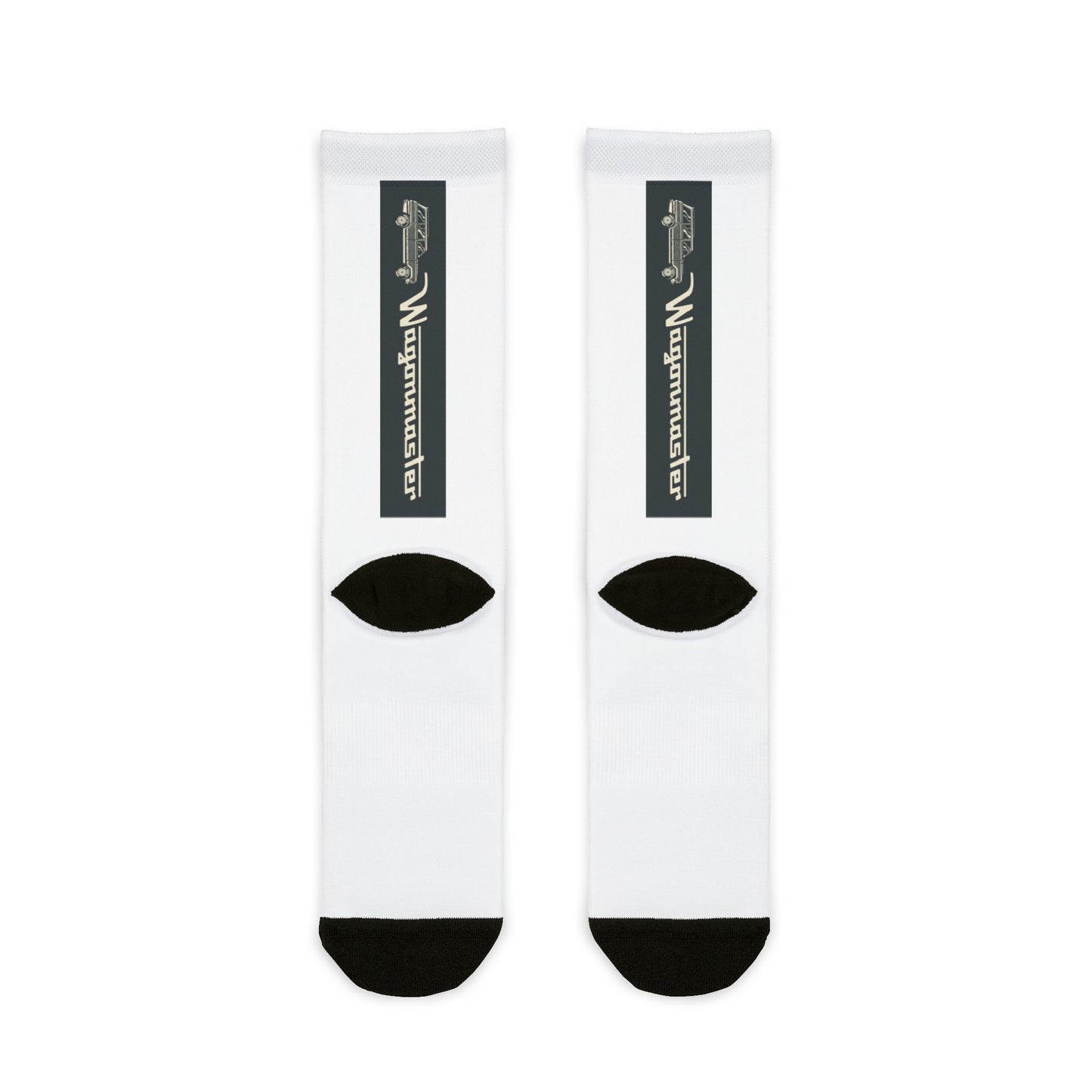 Wagonmaster Crew Socks - Vertical Charcoal Logo