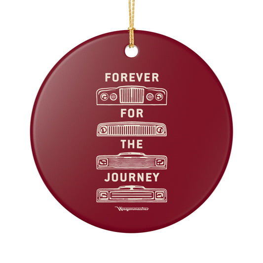 Ceramic Ornament – "Forever for the Journey" Vintage Car - Burgundy