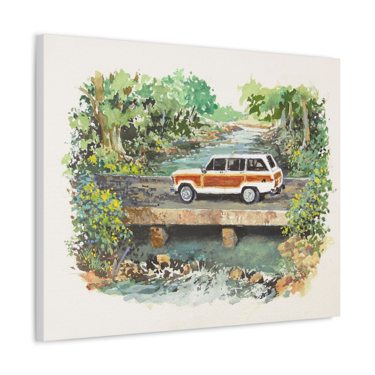 White Wagoneer Stretched Canvas Art