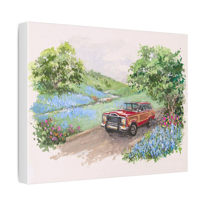 Red Wagoneer Stretched Canvas Art