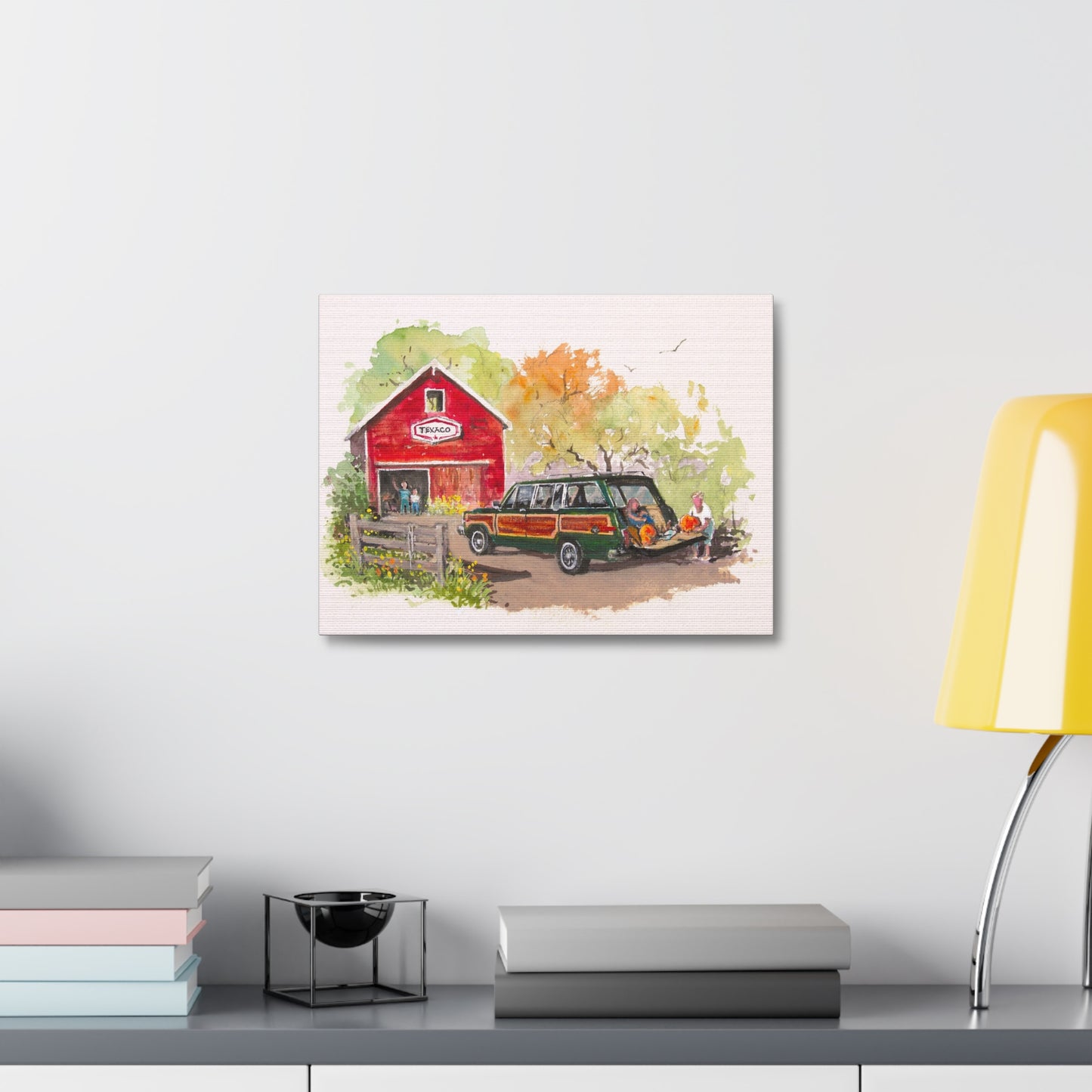 Fall Harvest Wagoneer Stretched Canvas Art