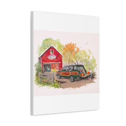 Fall Harvest Wagoneer Stretched Canvas Art