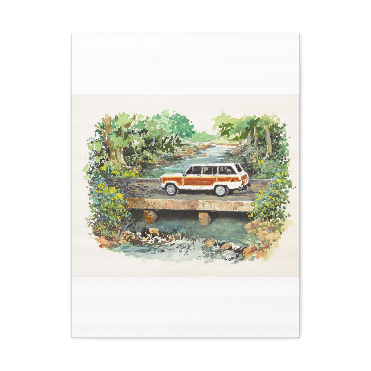 White Wagoneer Stretched Canvas Art