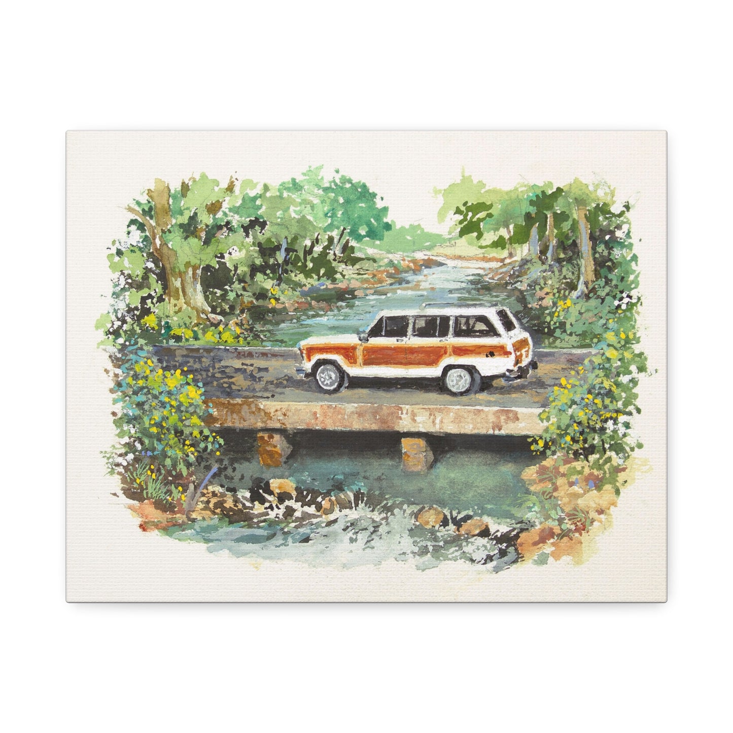 White Wagoneer Stretched Canvas Art