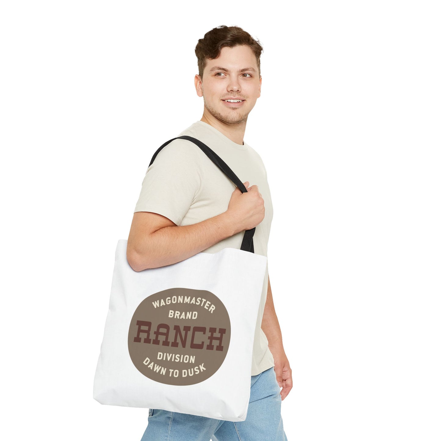 Ranch Wagonmaster Logo Tote Bag — Vintage Western 'Dawn to Dusk' Cotton Tote