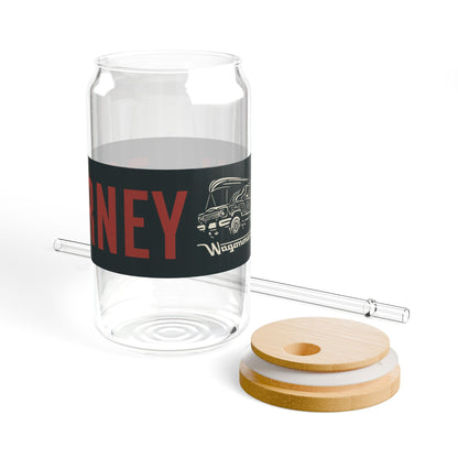 16oz Glass Sipper with Bamboo Lid — 'Journey On' Travel-Ready Straw Tumbler - Burgundy