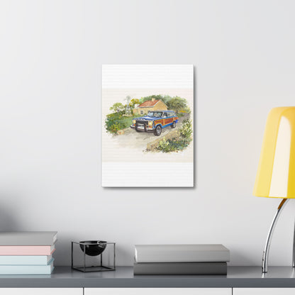 Blue Wagoneer Stretched Canvas Art