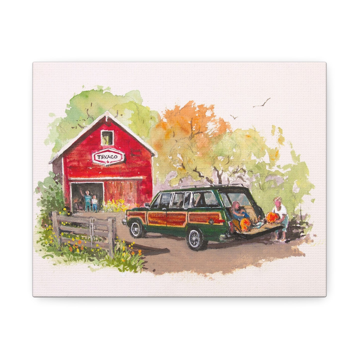 Fall Harvest Wagoneer Stretched Canvas Art