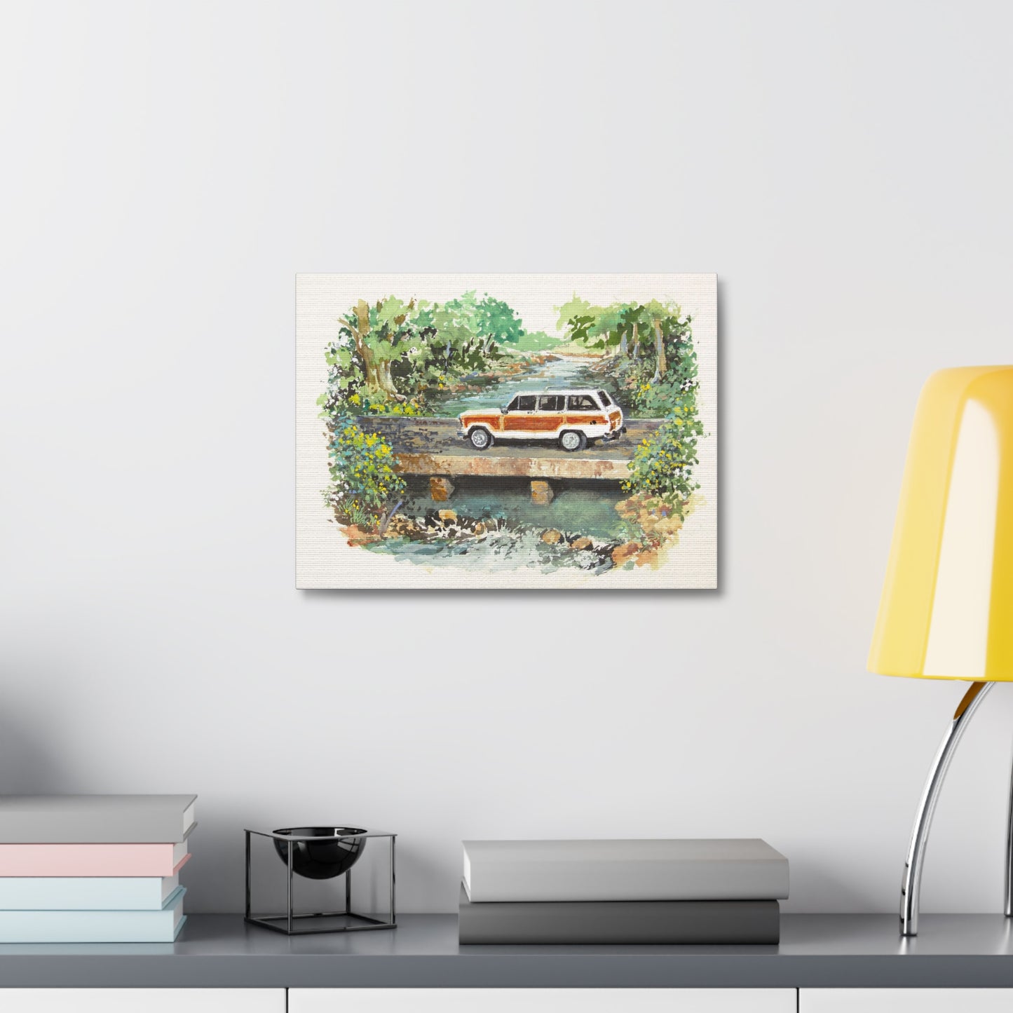 White Wagoneer Stretched Canvas Art