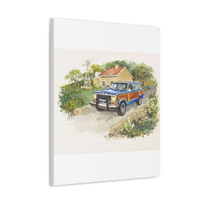 Blue Wagoneer Stretched Canvas Art
