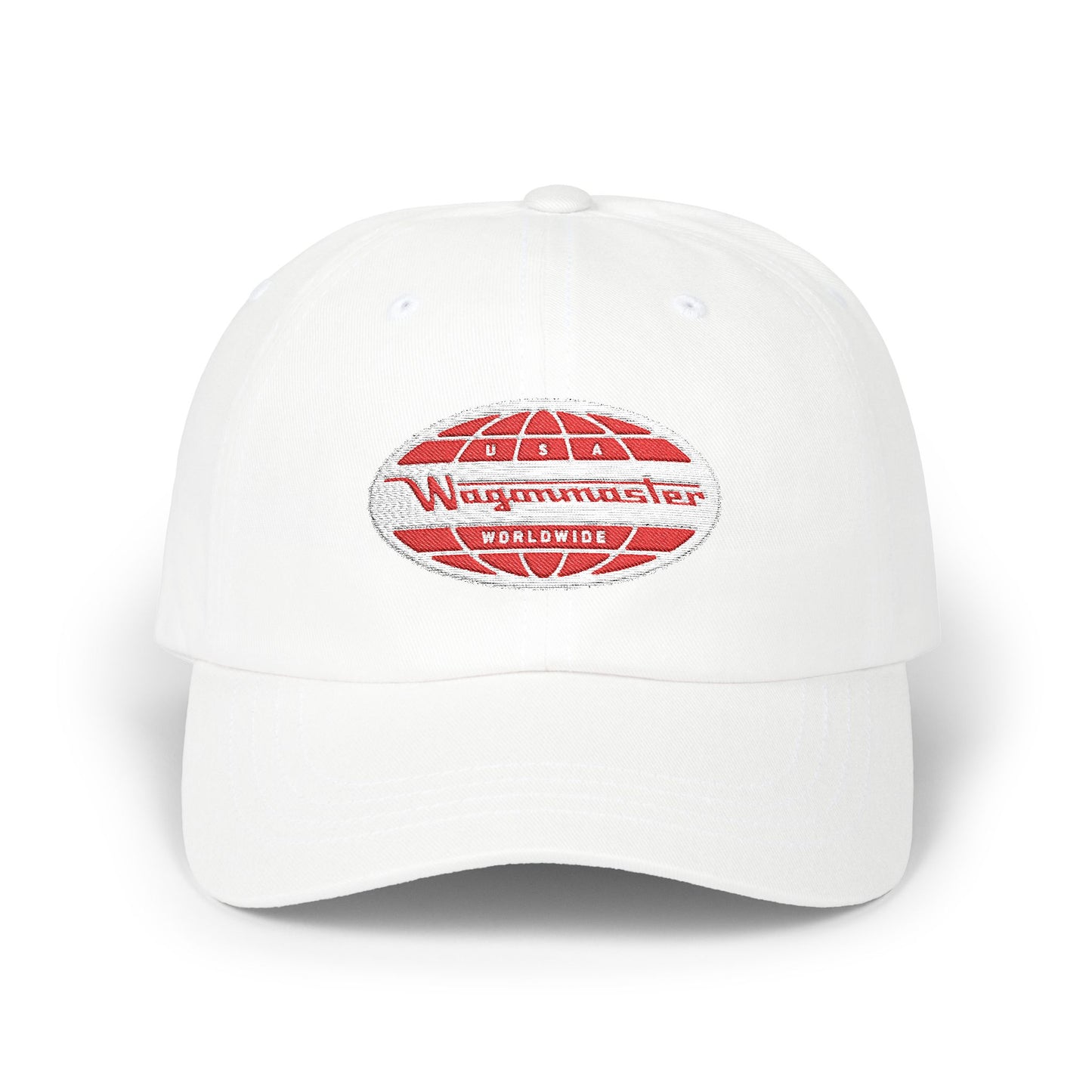Classic White Dad Cap with Retro Logo