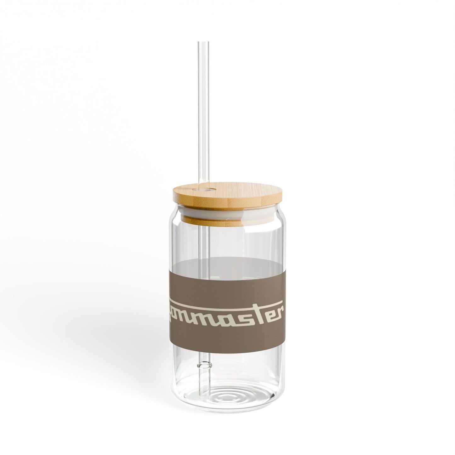 16oz Glass Sipper with Bamboo Lid — 'Wagonmaster' Travel-Ready Straw Tumbler - Tan