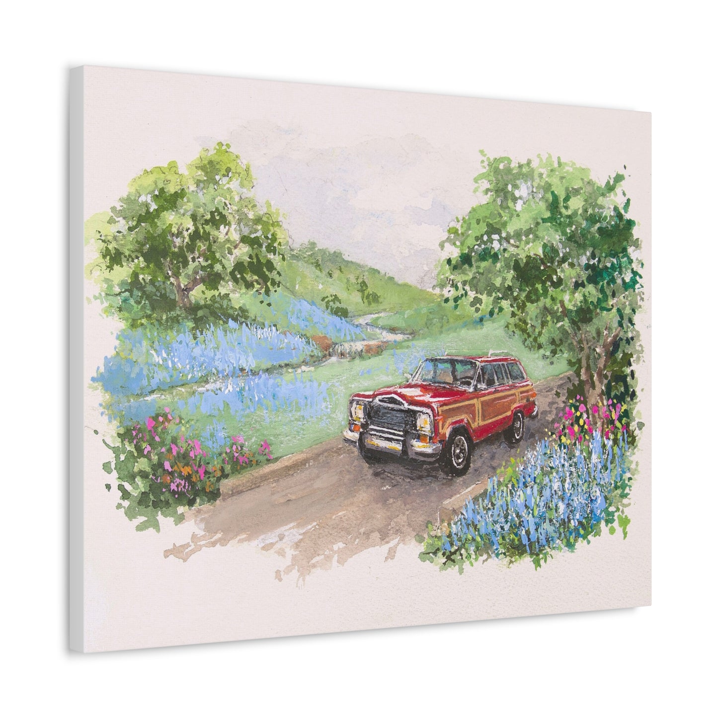 Red Wagoneer Stretched Canvas Art