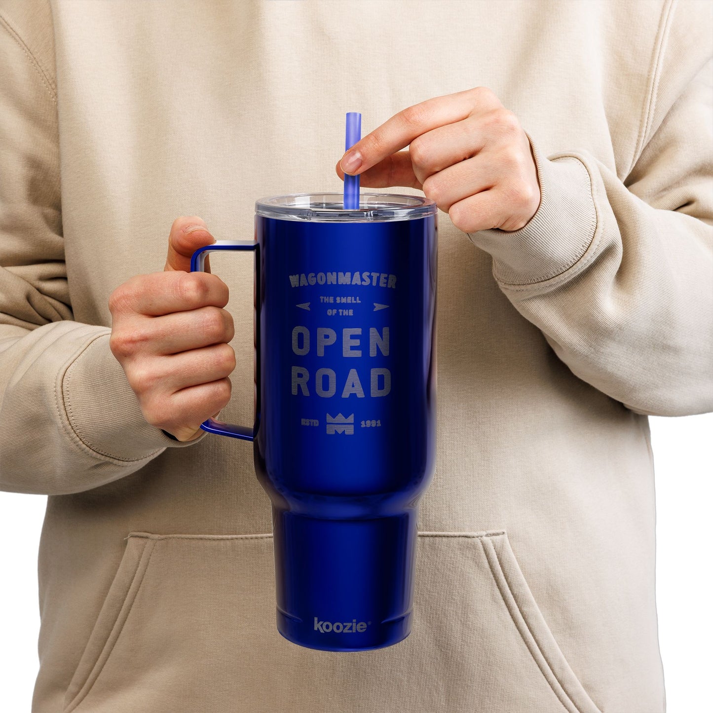 40oz Engraved Travel Tumbler with Lid — “Open Road” Stainless Insulated Cup
