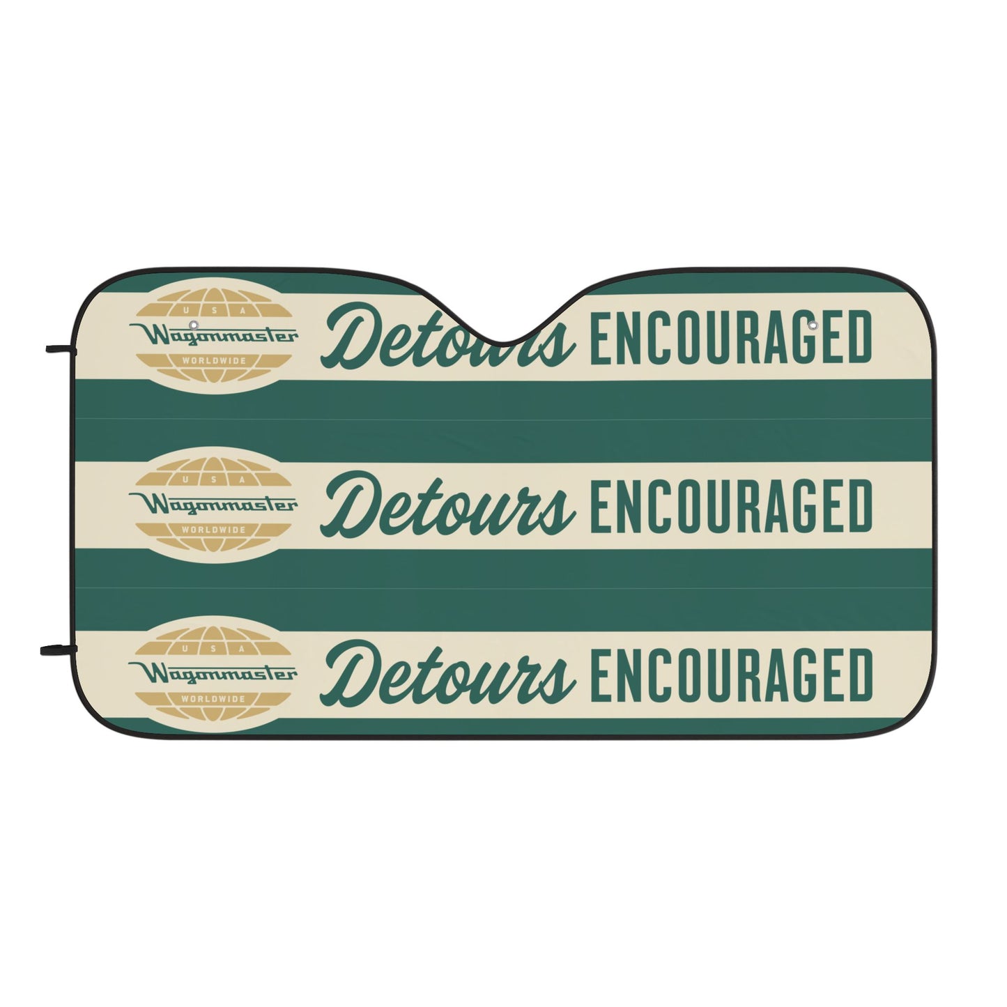Detours Encouraged Car Sun Shade — Retro Roadtrip Windjammer Design