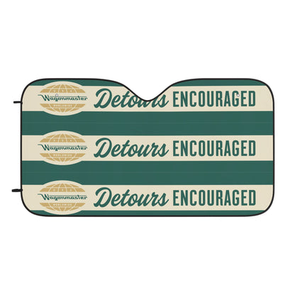 Detours Encouraged Car Sun Shade — Retro Roadtrip Windjammer Design