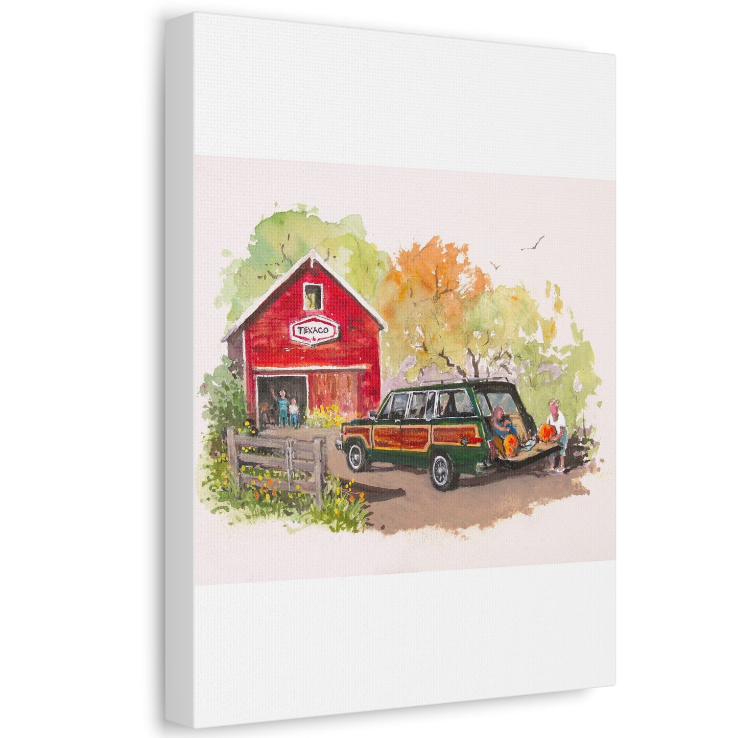 Fall Harvest Wagoneer Stretched Canvas Art