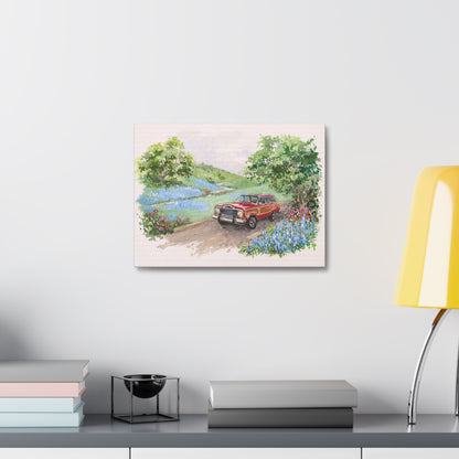 Red Wagoneer Stretched Canvas Art