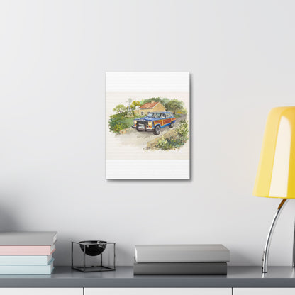 Blue Wagoneer Stretched Canvas Art