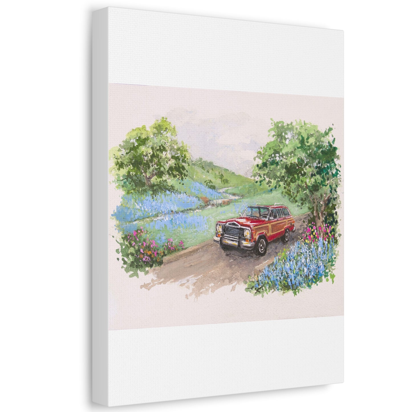Red Wagoneer Stretched Canvas Art