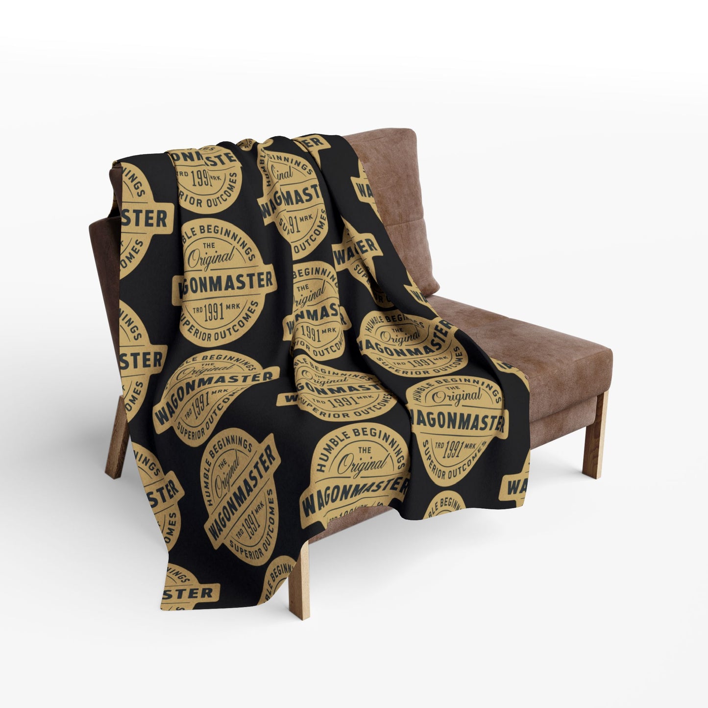 Wagonmaster Logo Fleece Blanket — Vintage Badge Cozy Throw