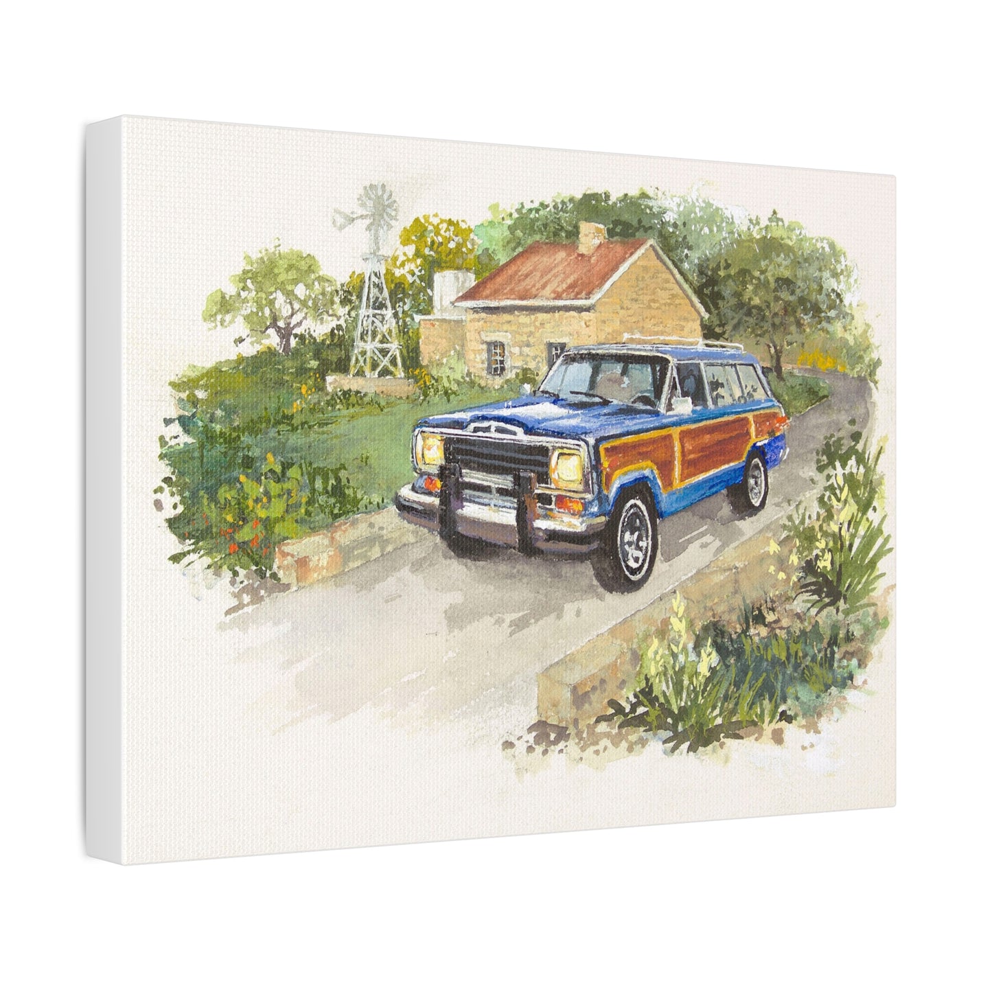 Blue Wagoneer Stretched Canvas Art