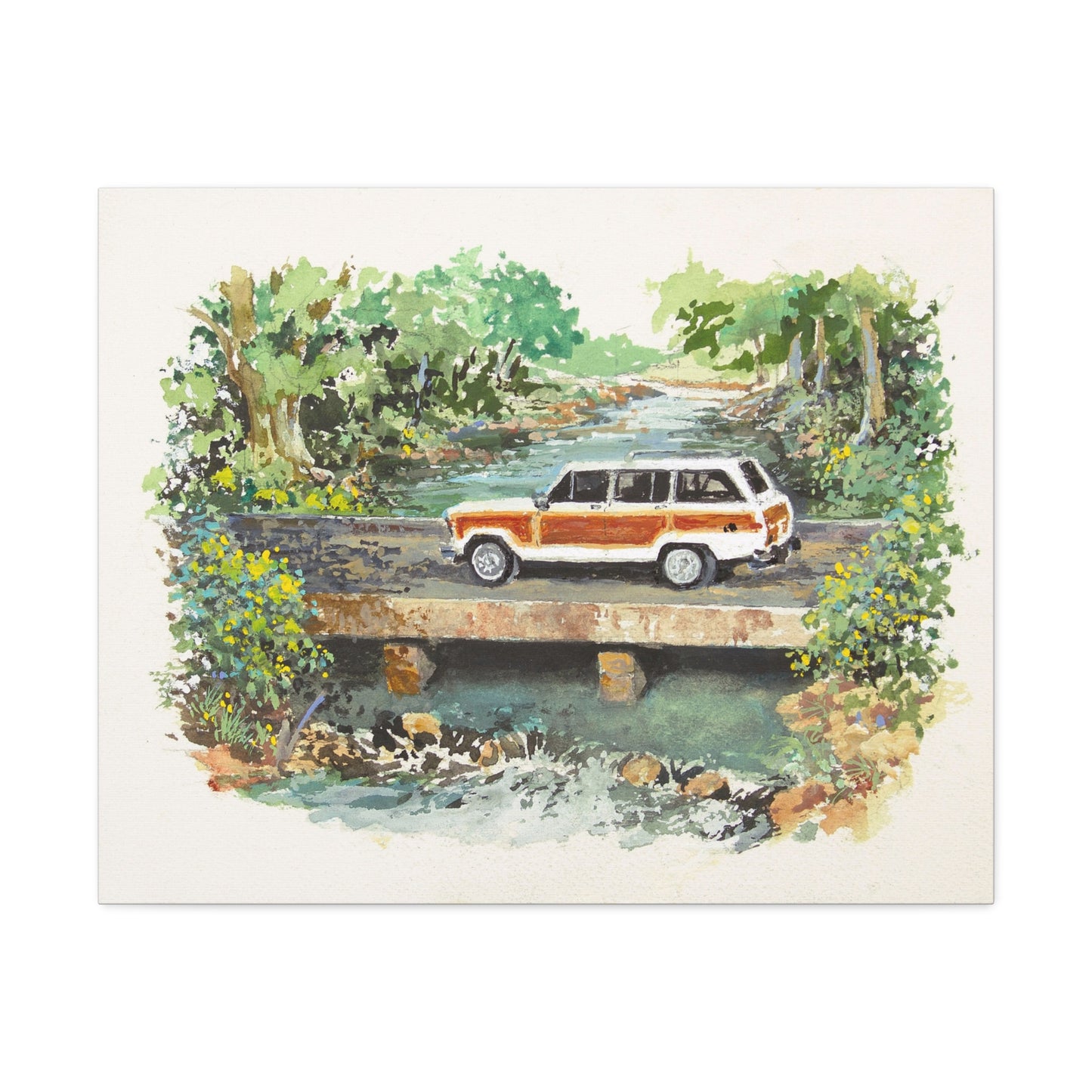 White Wagoneer Stretched Canvas Art