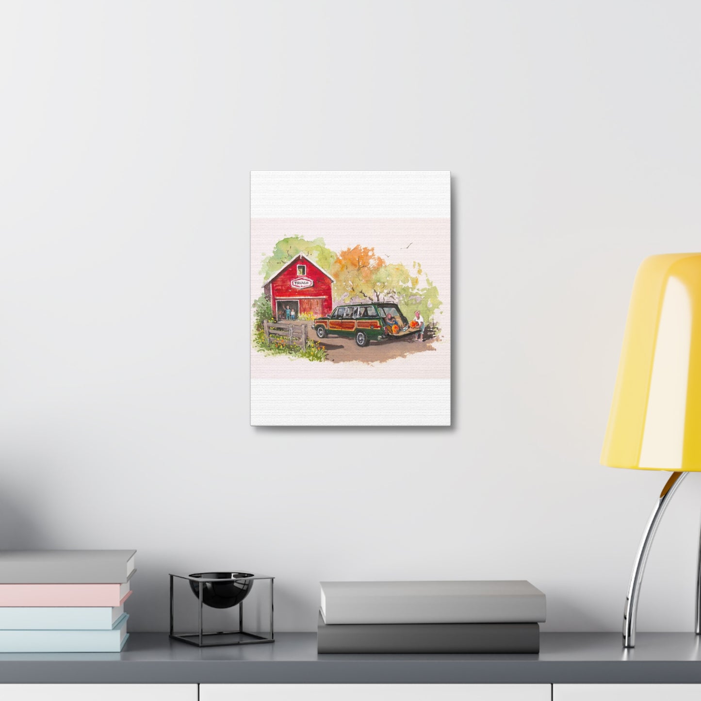 Fall Harvest Wagoneer Stretched Canvas Art