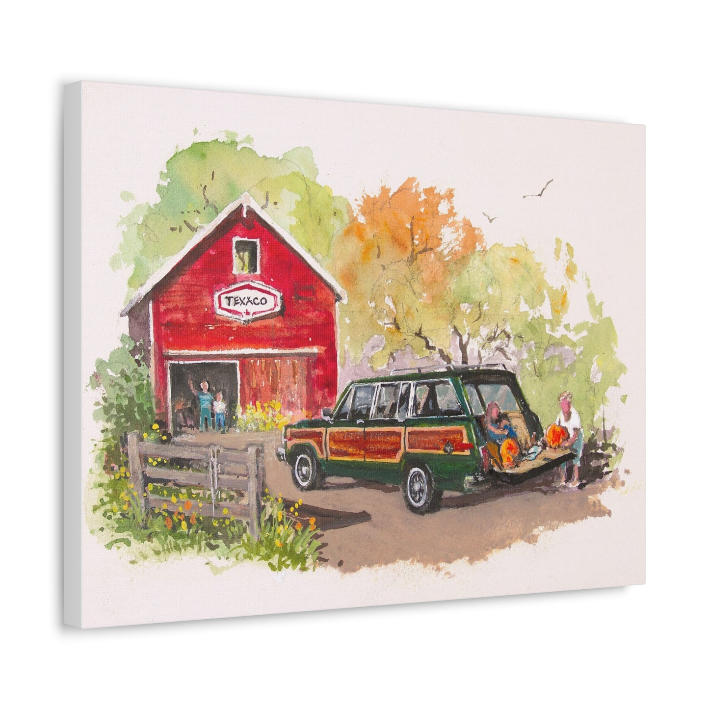Fall Harvest Wagoneer Stretched Canvas Art