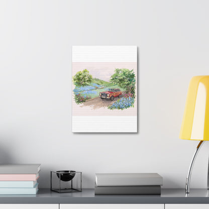 Red Wagoneer Stretched Canvas Art